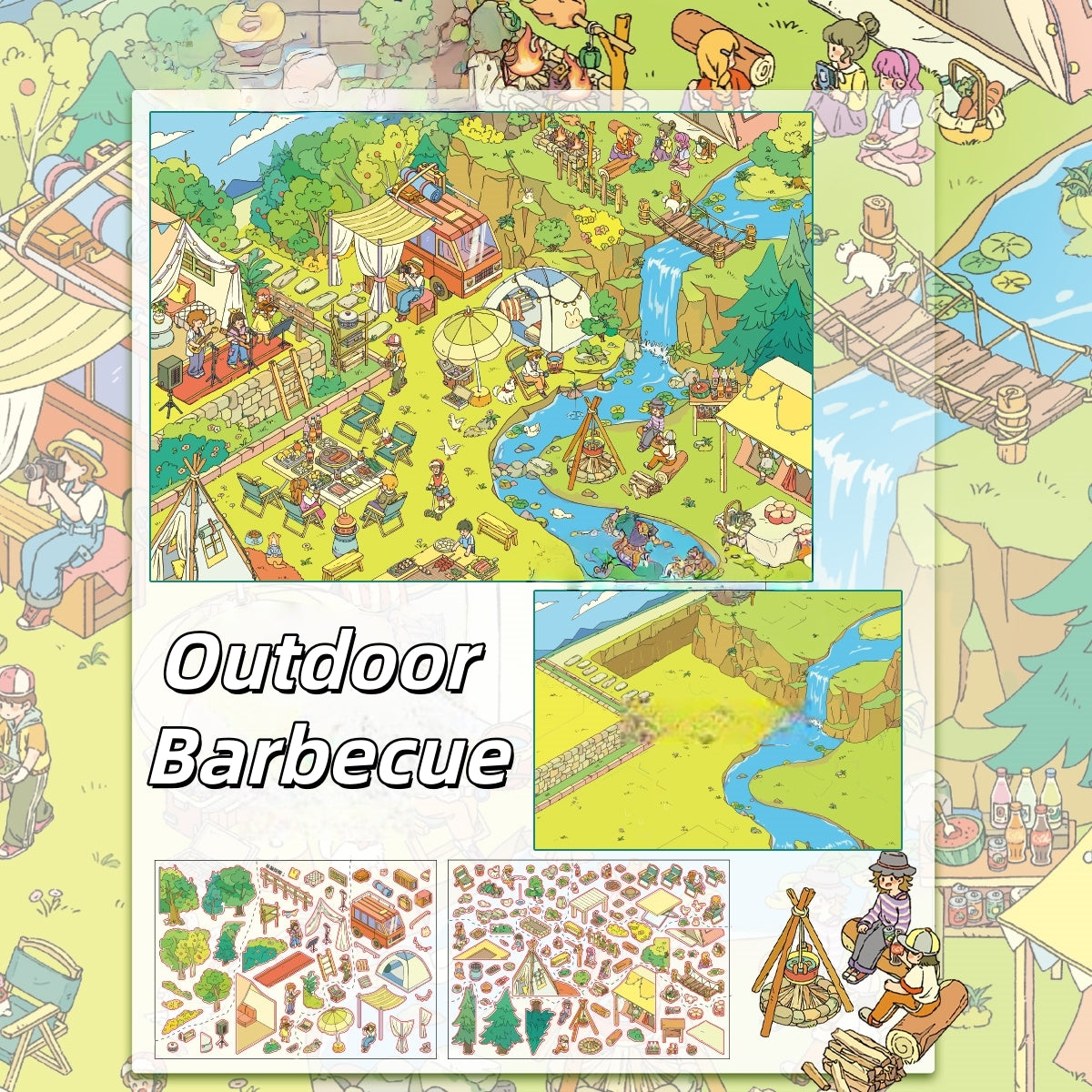 The Tapestry of Life 3D Sticker | 5 Cute Miniature Scenes