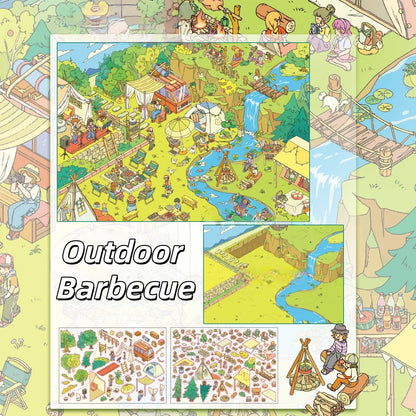 The Tapestry of Life 3D Sticker | 5 Cute Miniature Scenes