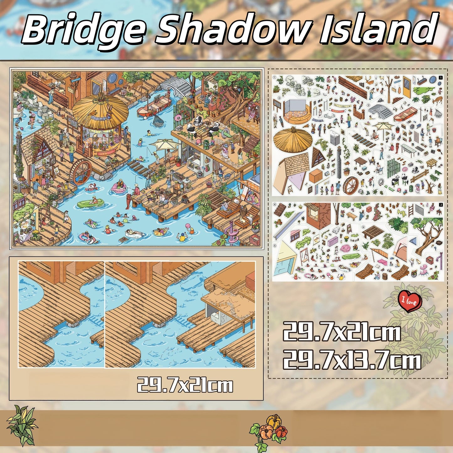 Island Hours 3D Sticker | 4 Cute Miniature Scenes