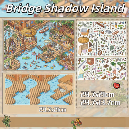 Island Hours 3D Sticker | 4 Cute Miniature Scenes