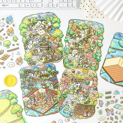 Little Fables 3D Sticker | 4 Cute Miniature Scenes