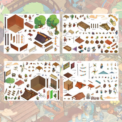 Palace ＆ Paws 3D Sticker | 4 Cute Miniature Scenes
