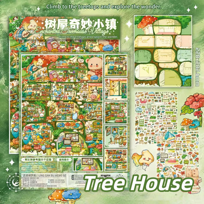 Wonder Town 3D Sticker | 2 Cute Miniature Scenes