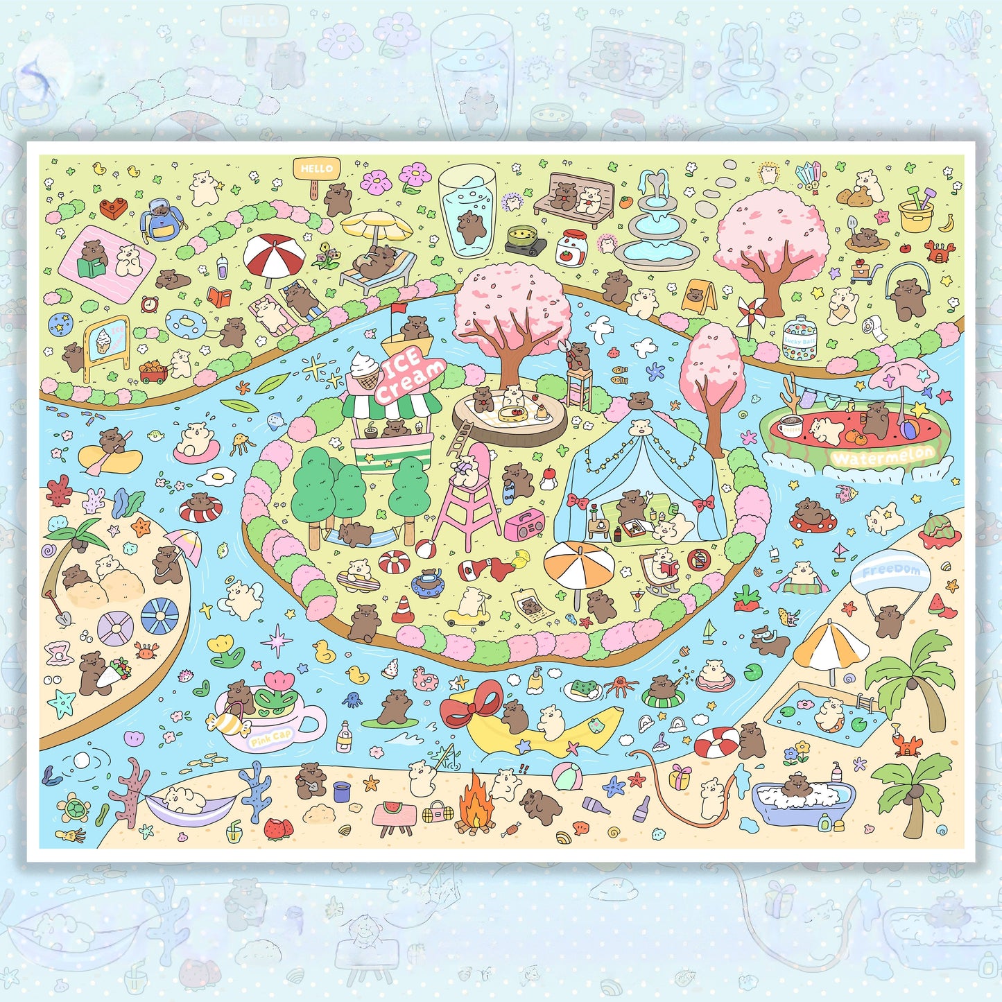 Gugu Calendar 3D Sticker | 2 Cute Miniature Scenes