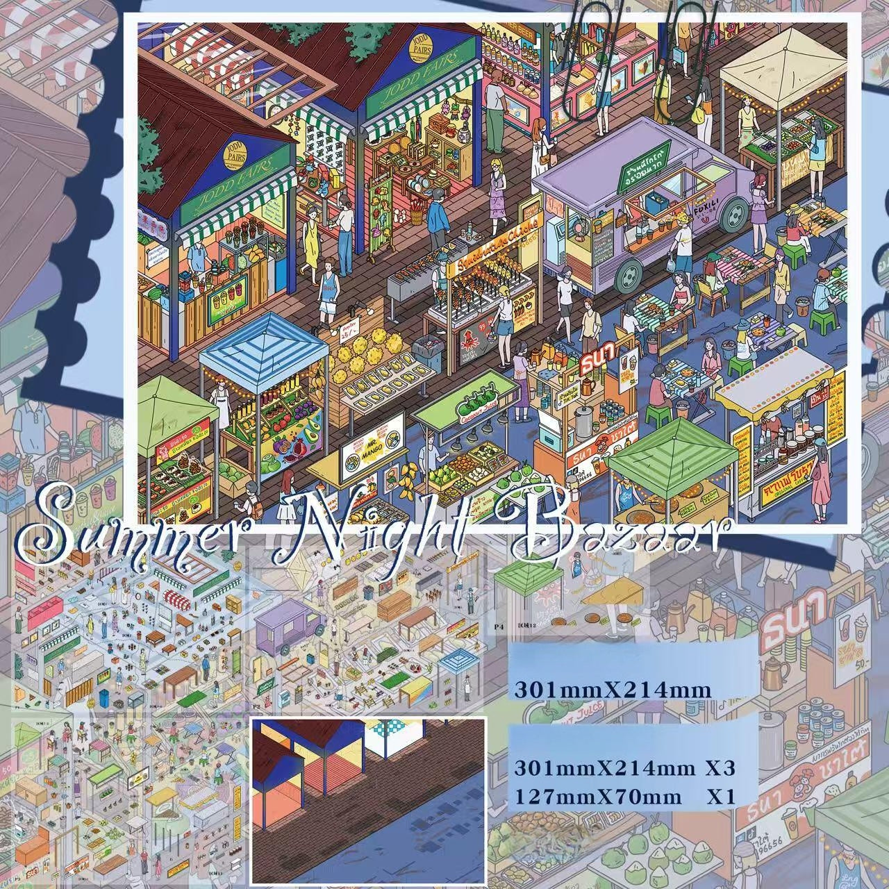 Market Corners 3D Sticker | 2 Cute Miniature Scenes