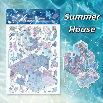 Four Seasons House 3D Sticker | 4 Cute Miniature Scenes