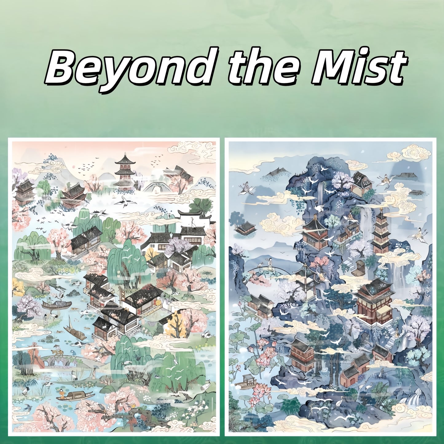 Beyond the Mist 3D Sticker | 2 Cute Miniature Scenes