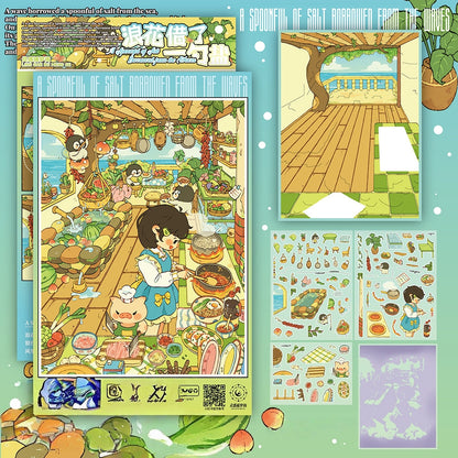 Summer Tales 3D Sticker | 4 Cute Miniature Scenes
