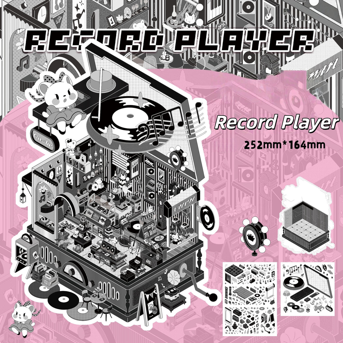 Retro Machines 3D Sticker | 4 Cute Miniature Scenes