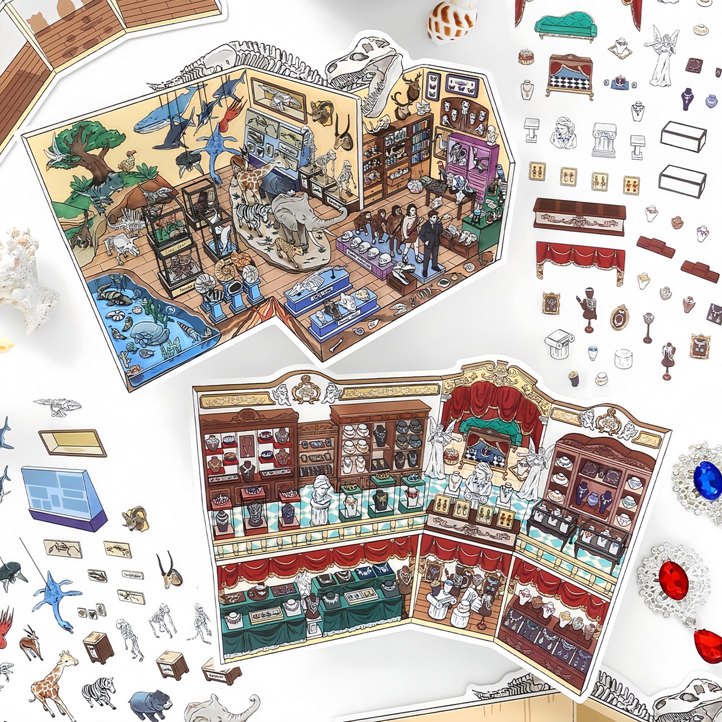 Little Exhibition 3D Sticker | 4 Cute Miniature Scenes