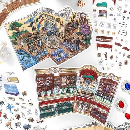Little Exhibition 3D Sticker | 4 Cute Miniature Scenes