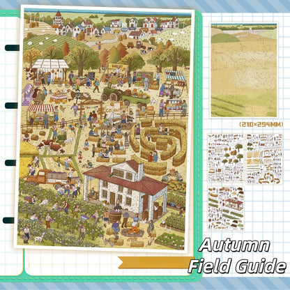 Gold & Green 3D Sticker | 2 Cute Miniature Scenes