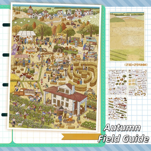 Gold & Green 3D Sticker | 2 Cute Miniature Scenes