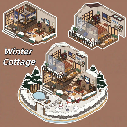 Four Seasons Invitation 3D Sticker | 4 Cute Miniature Scenes