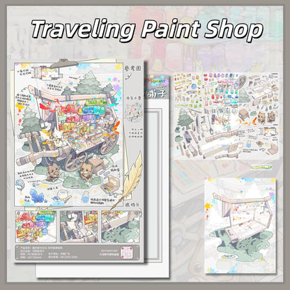 Cat's Travel Diary 3D Sticker | 4 Cute Miniature Scenes
