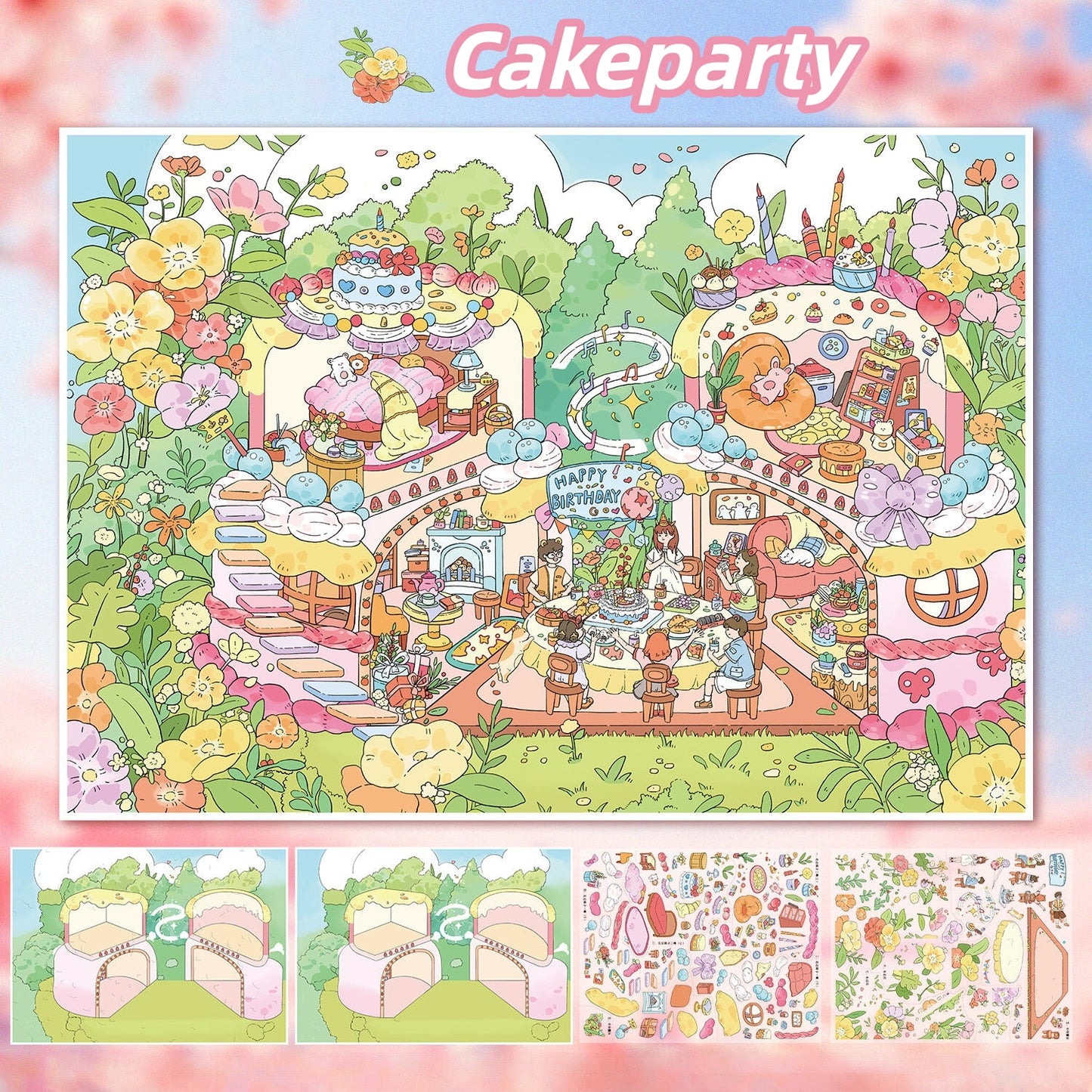 Cozy Time 3D Sticker | 2 Cute Miniature Scenes