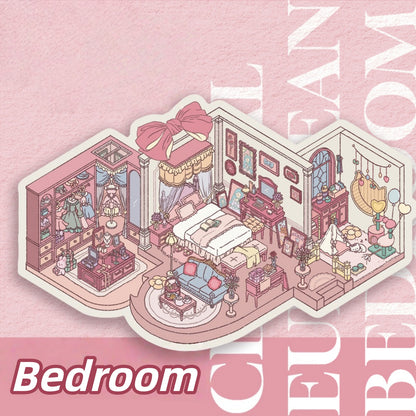 European Room 3D Sticker | 3 Cute Miniature Scenes