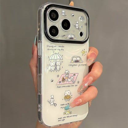 Cute Picnic Cat Illustration Acrylic Phone Case