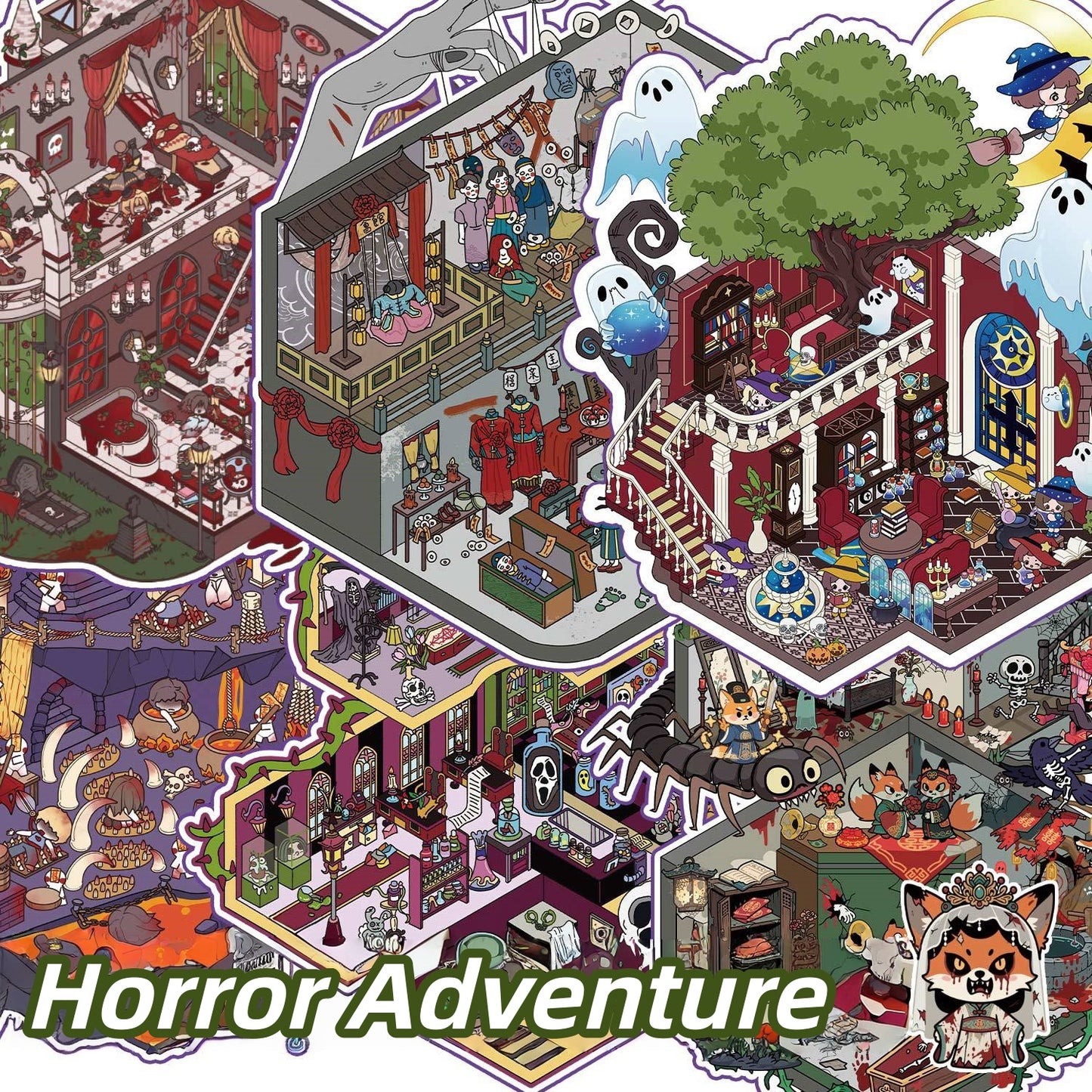 Horror Adventure 3D Sticker Book (8 Themes)