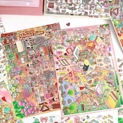 Rabbit Town 3D Sticker | 2 Cute Miniature Scenes