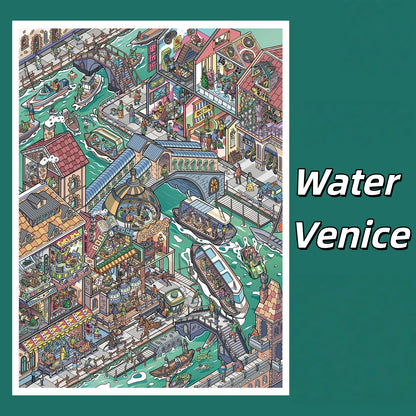 City Center 3D Sticker | 2 Cute Miniature Scenes