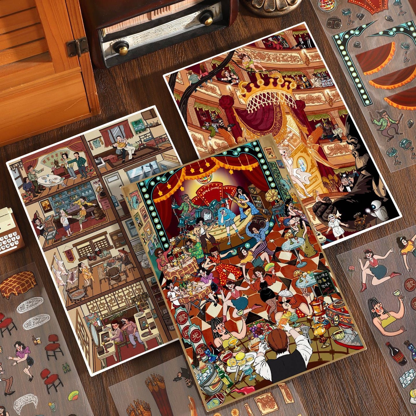 Nostalgic Times 3D Sticker | 3 Cute Miniature Scenes