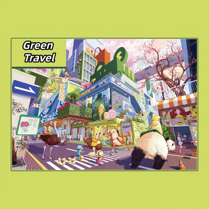 Green Life 3D Sticker | 2 Cute Miniature Scenes
