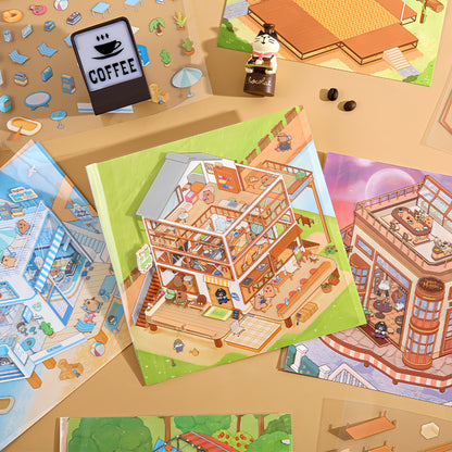 Capybara Cafe 3D Sticker | 4 Cute Miniature Scenes