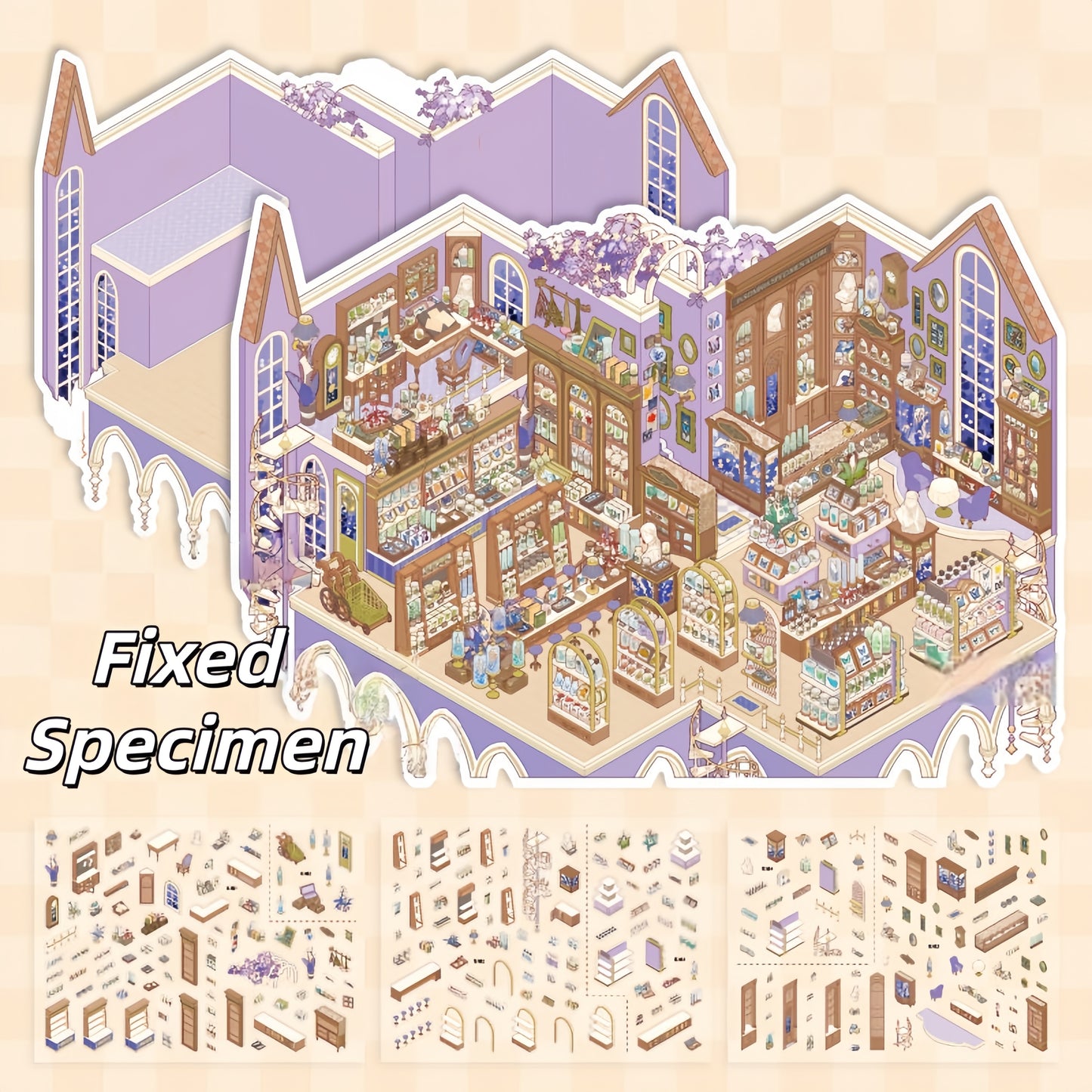 Memory Exhibition Room 3D Sticker | 2 Cute Miniature Scenes