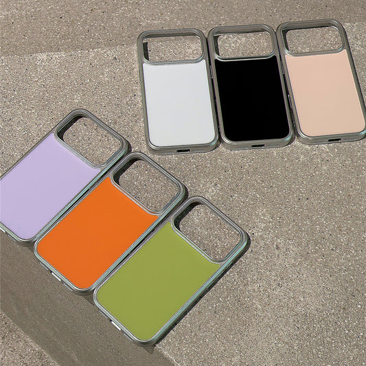Macaron Solid Color Metal Phone Case
