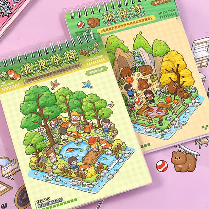 Cartoon Cottage 3D Sticker Book