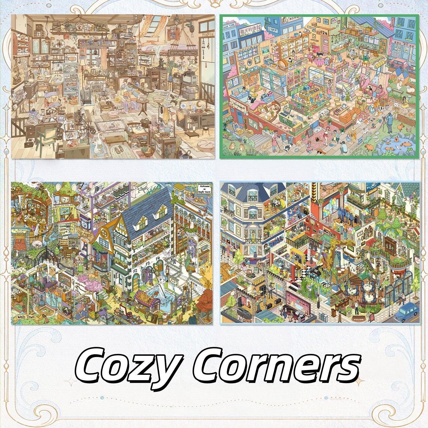 Cozy Corners 3D Sticker | 4 Cute Miniature Scenes