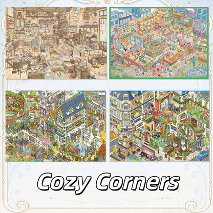 Cozy Corners 3D Sticker | 4 Cute Miniature Scenes