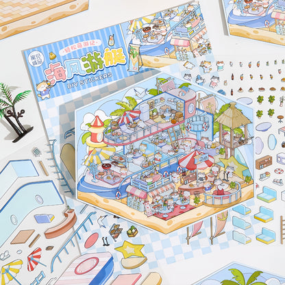 Postcards from Paradise 3D Sticker | 4 Cute Miniature Scenes