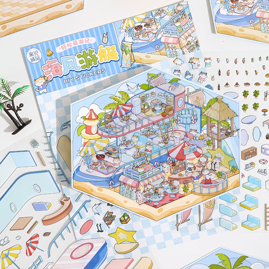 Postcards from Paradise 3D Sticker | 4 Cute Miniature Scenes