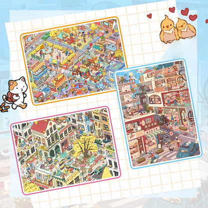 Autumn Streetscape 3D Sticker | 3 Cute Miniature Scenes