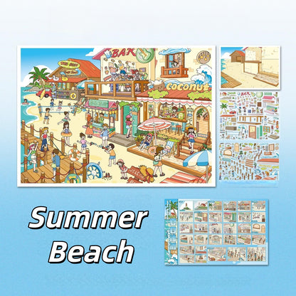 Summer Memories 3D Sticker | 2 Cute Miniature Scenes