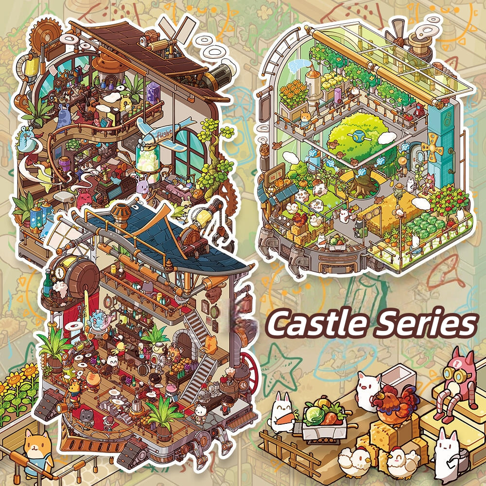 Castle Series 3D Sticker | 3 Cute Miniature Scenes