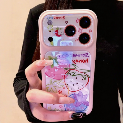 Colorful Line Strawberry Doodle Acrylic Phone Case