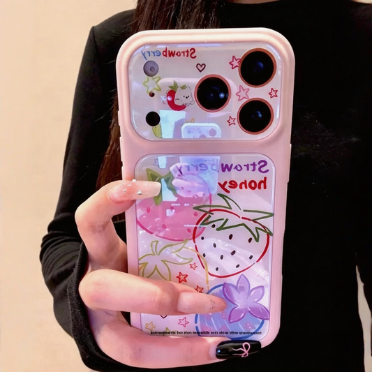 Colorful Line Strawberry Doodle Acrylic Phone Case