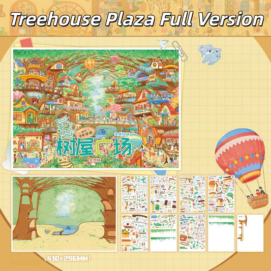 Treehouse Plaza 3D Sticker | 3 Cute Miniature Scenes