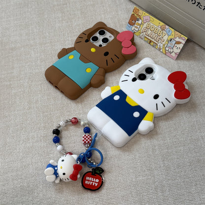 3D White & Black Cat Silicone Phone Case