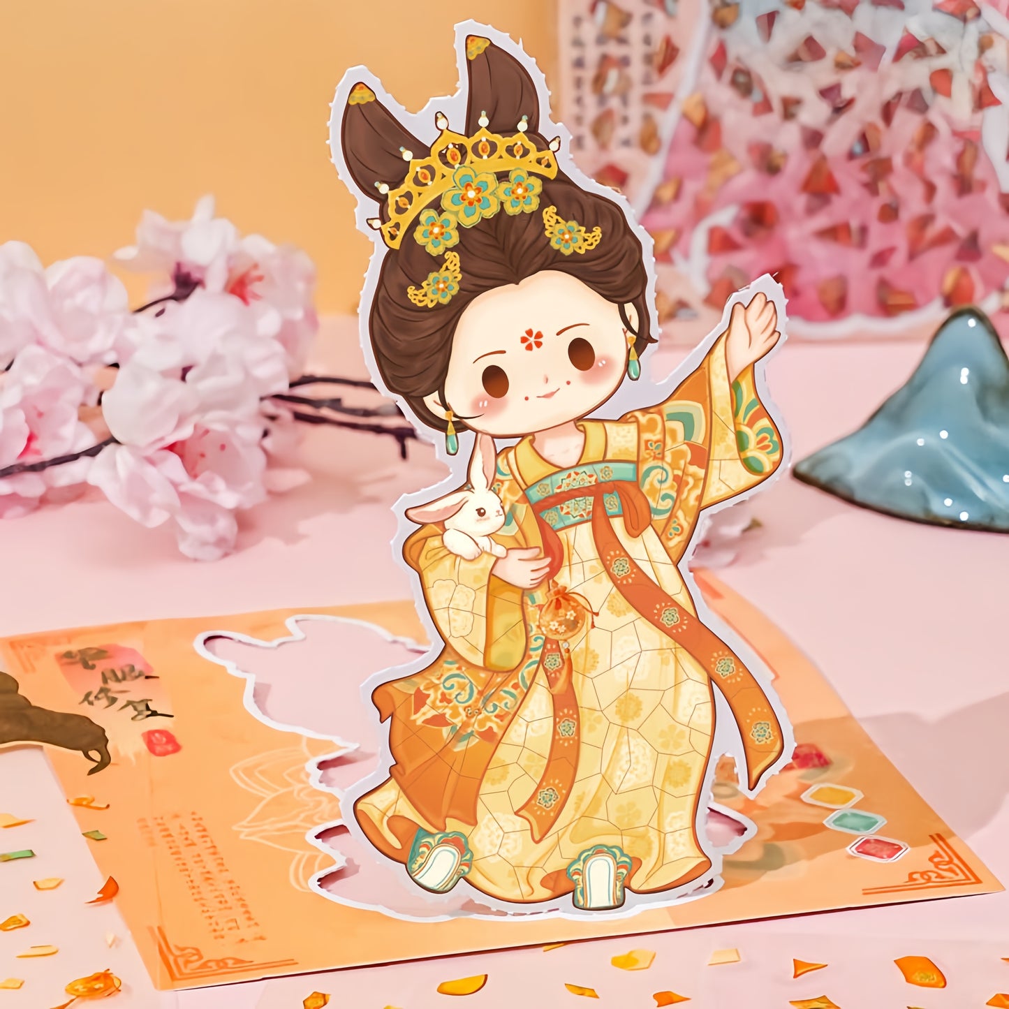 Chinese Costume Restoration 3D Sticker | 4 Cute Miniature Scenes