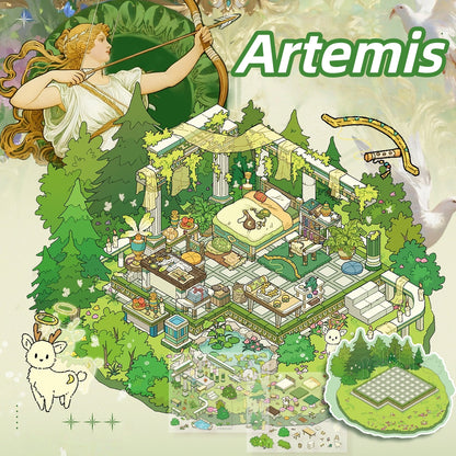 Goddess House 3D Sticker | 4 Cute Miniature Scenes