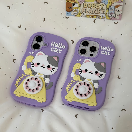 Cartoon Cat Telephone Silicone Phone Case