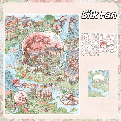 Ancient Chinese Charm 3D Sticker | 2 Cute Miniature Scenes