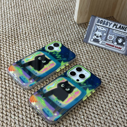 Black Cat Retro Television Acrylic Phone Case