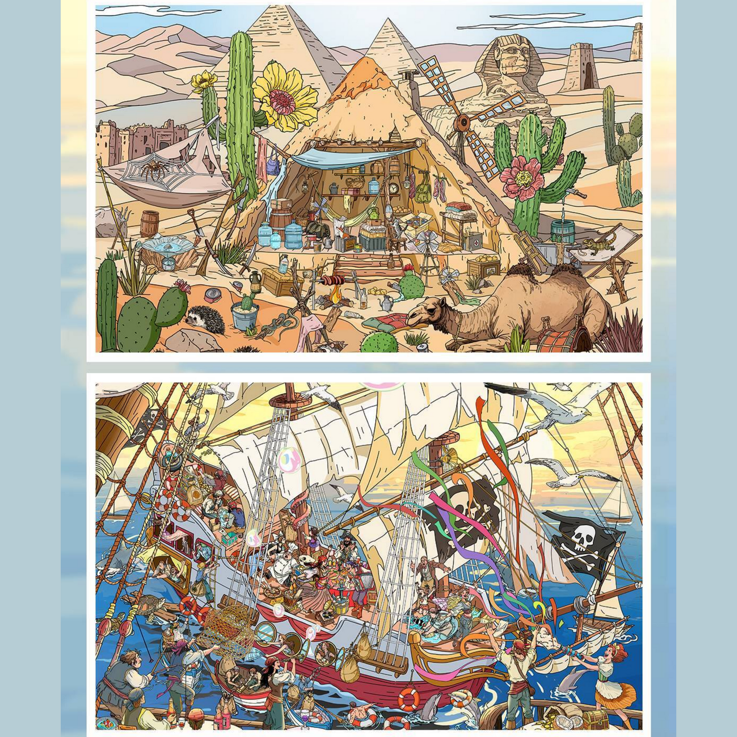 Gold-Rush Journey 3D Sticker | 2 Cute Miniature Scenes