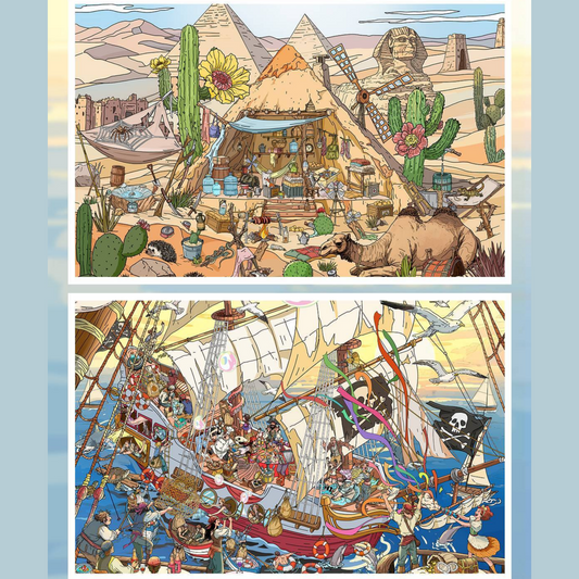 Gold-Rush Journey 3D Sticker | 2 Cute Miniature Scenes