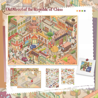 Streetscape 3D Sticker | 2 Cute Miniature Scenes